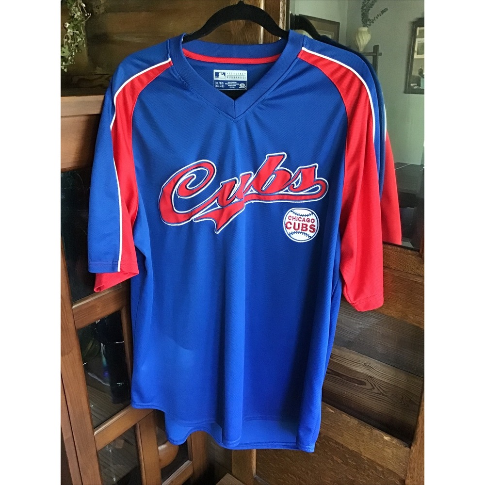 Chicago Cubs Jersey XL Genuine Merchandise Blue V-Neck Short Sleeved Pullover